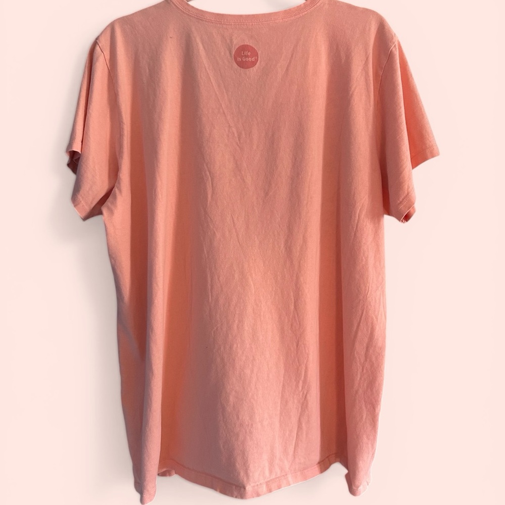 Life Is Good Peach "Spread Good Vibes" V-Neck Tee - Picture 2 of 3
